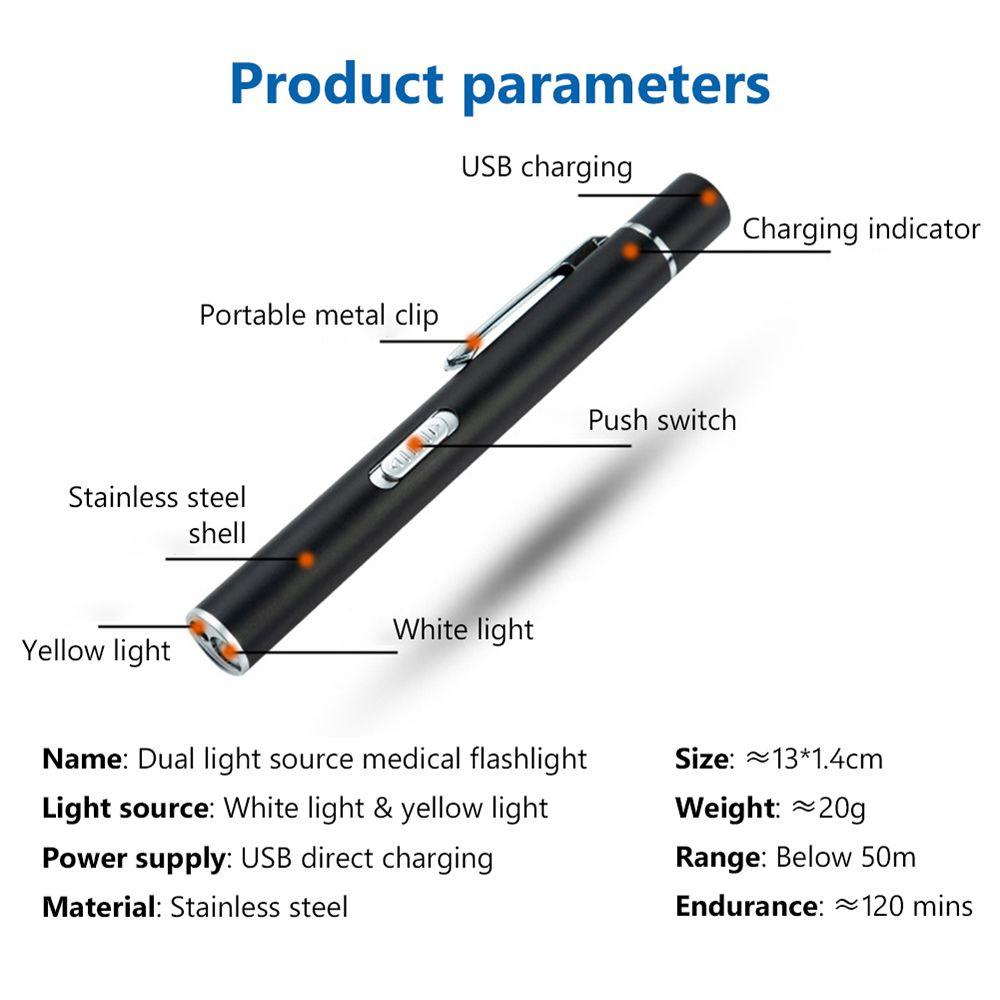 Dual Light Source Led Flashlight LED Torch Lamp Nursing Flashlight Medical Handy Pen Light