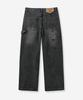 SATUR Double Knee Carpenter Denim Pants Black
