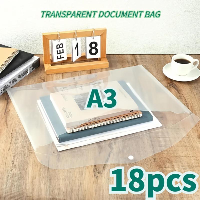 

18pcs A3 Transparent Plastic Binder Folders with Clear Plastic Heavy-Duty Waterproof Document Organizer File Binder for Office