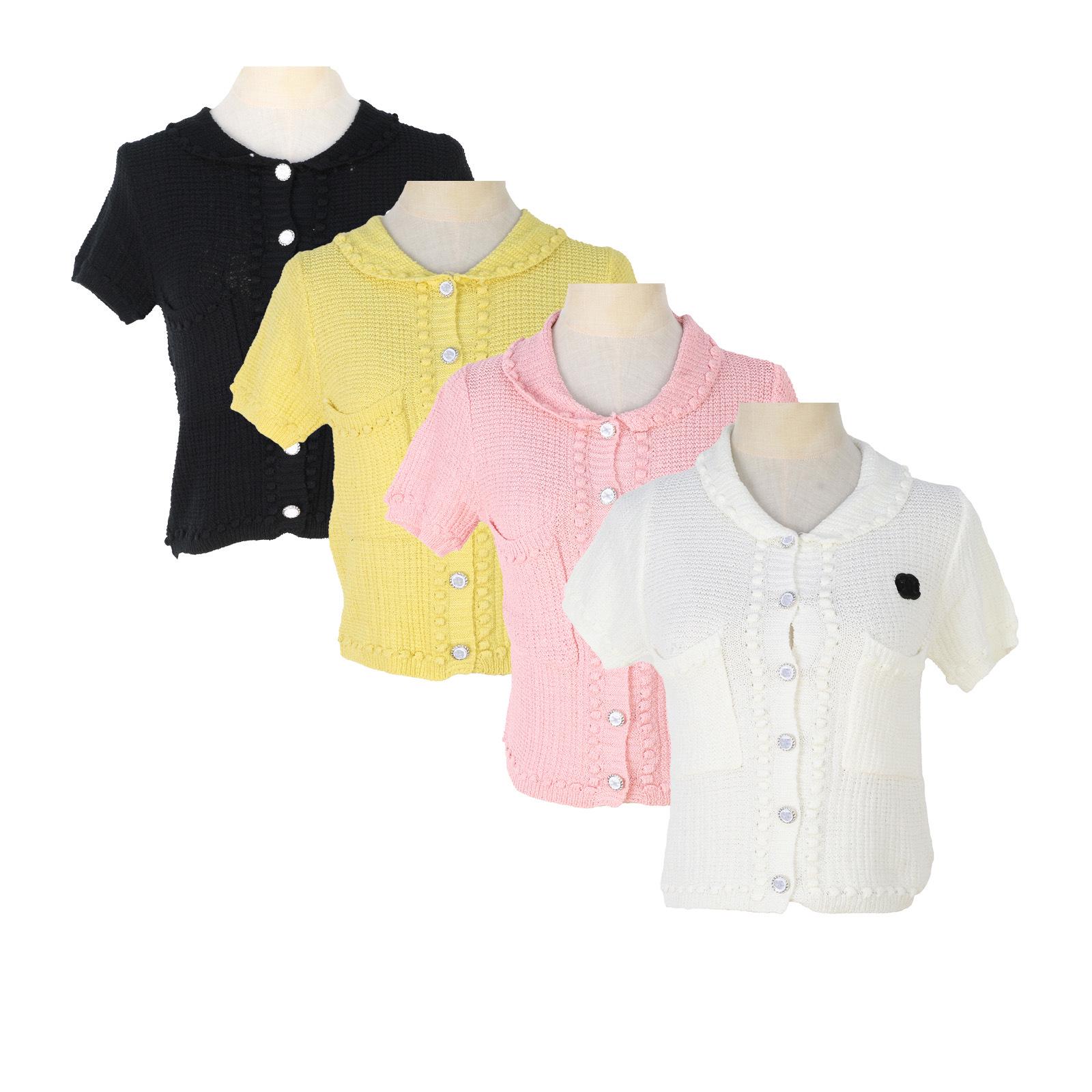 

French Retro Slimming Knitted Short Sleeve Cardigan - Hong Kong Style Small
