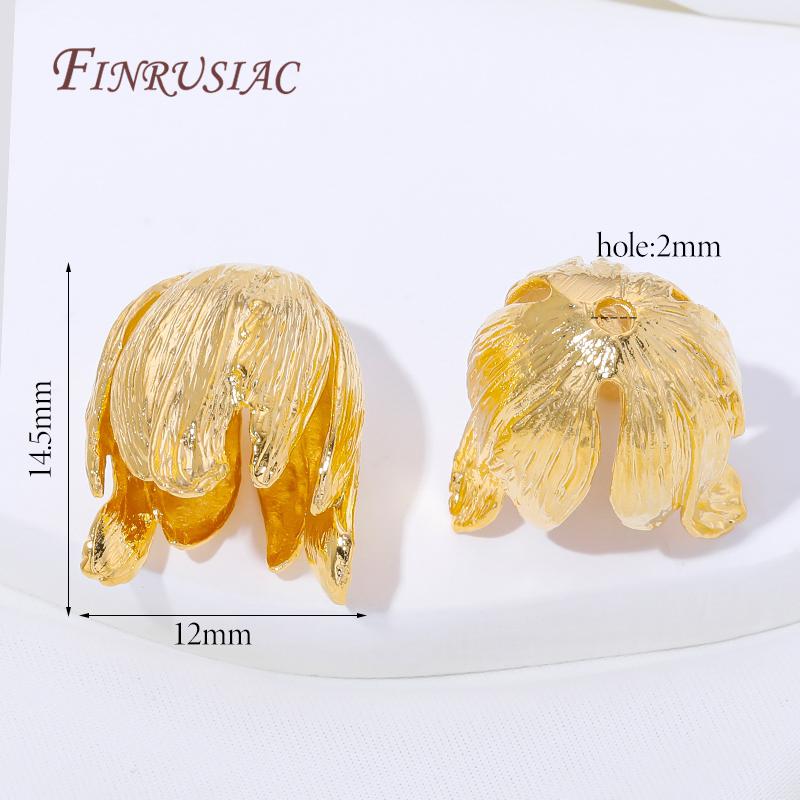 18K Gold Plated Tulip Bead Caps Large Flower End Caps For Jewelry Making DIY Bracelet Necklace Findings,Earring Accessories