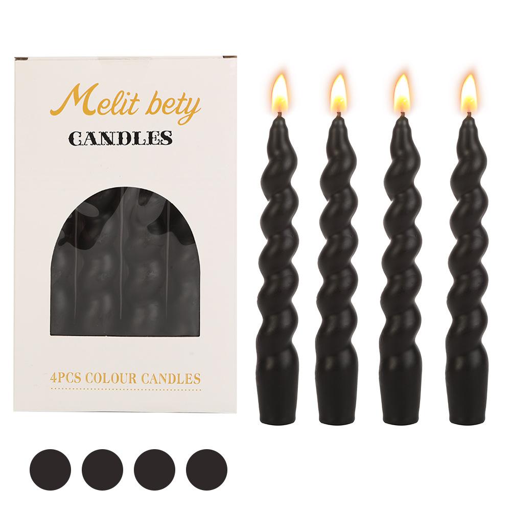 

Цветная витая спиральная длинная стержневая свеча для дома, креативная свадебная свеча без стержня Black 4 pcs