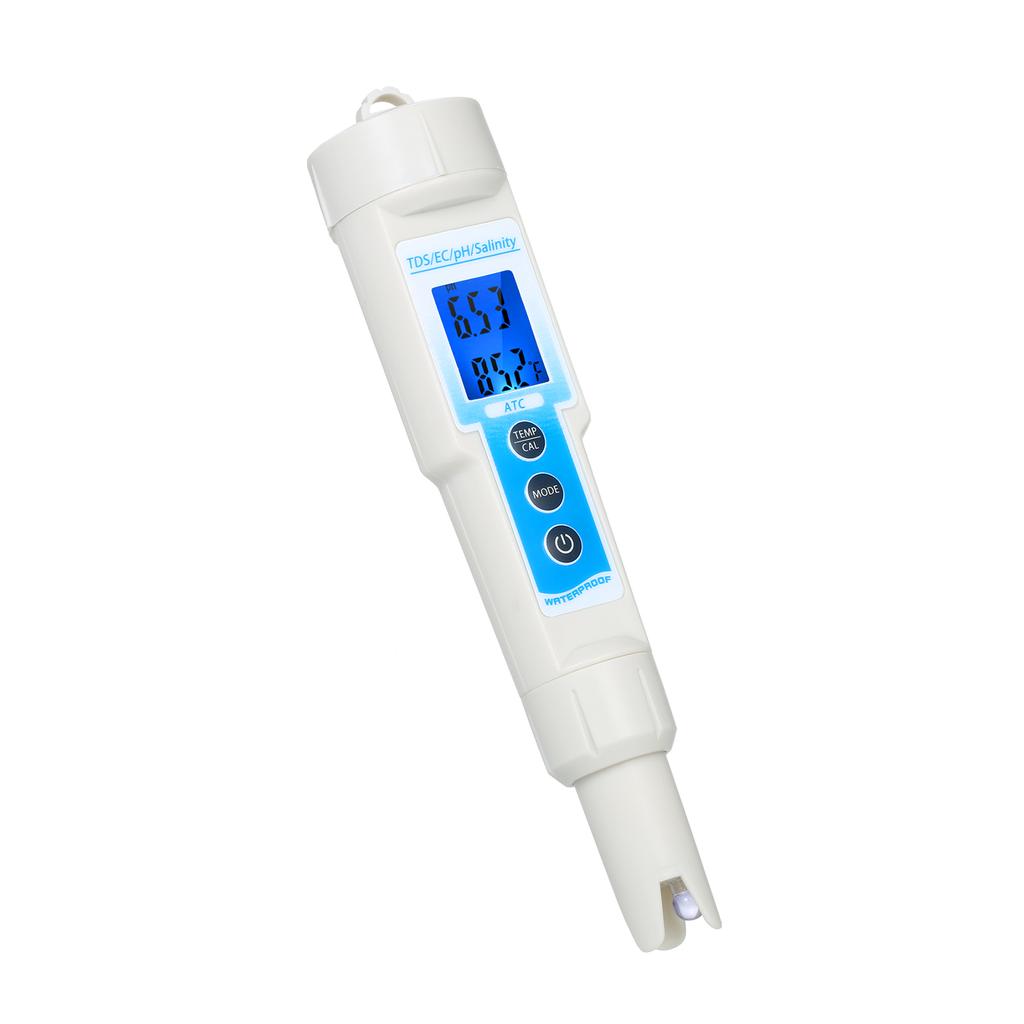 5 in 1 PH Meter Waterproof Multifunctional TDS EC pH Salinity Temperature Meter Water Quality Tester Blue Backlight LCD