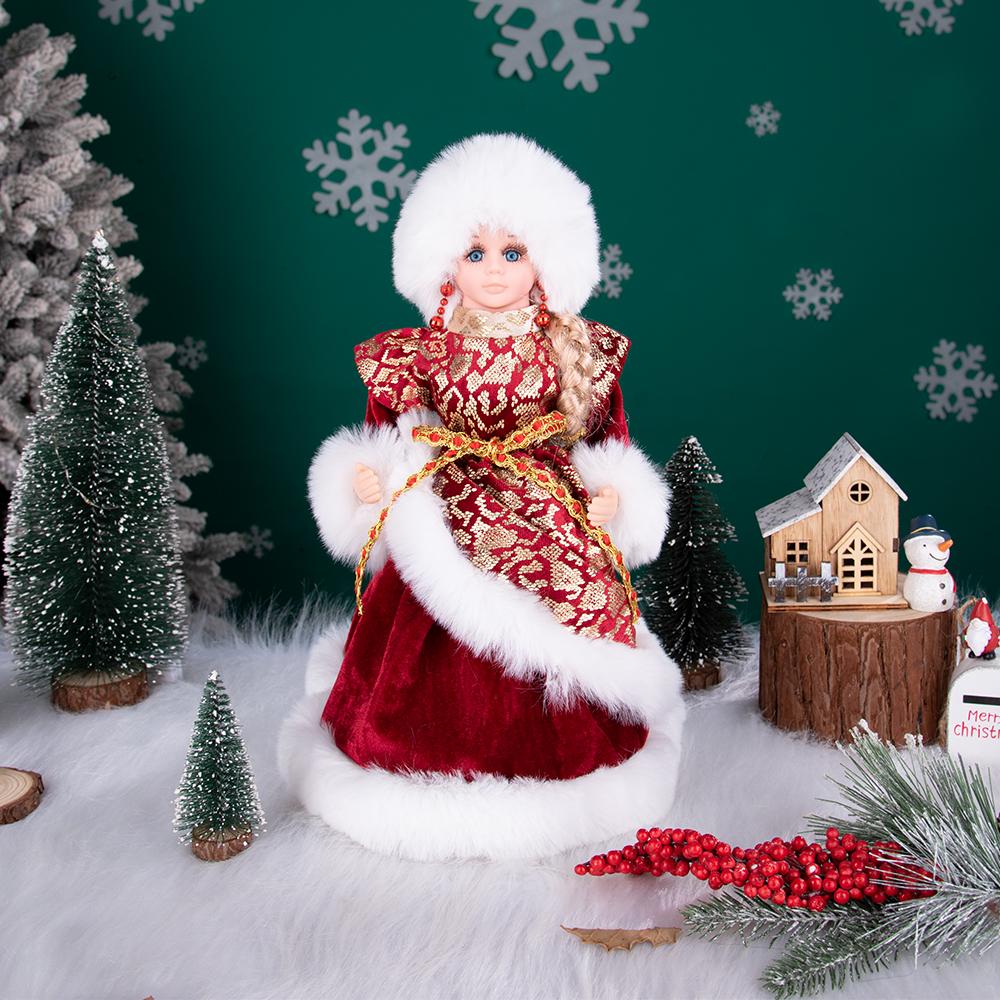 Rot-Gold Jacquard Snegurochka Weihnachtspuppe