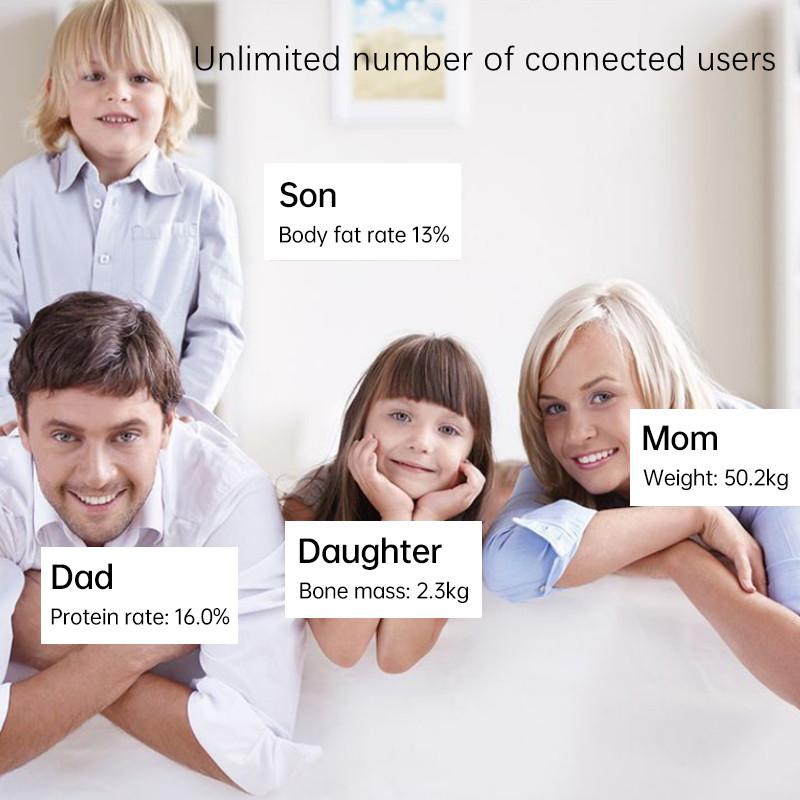 Cantar de baie Cantar digital inteligent cu LED-uri Cantar electronic compatibil cu Bluetooth Bmi Analizor de compozitie a grasimilor Cantar de echilibru