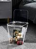 Light Luxury Waste Bins Home Living Room with Cover Bedroom Toilet Living Room Dormitory Desktop Transparent Acrylic Trash Can