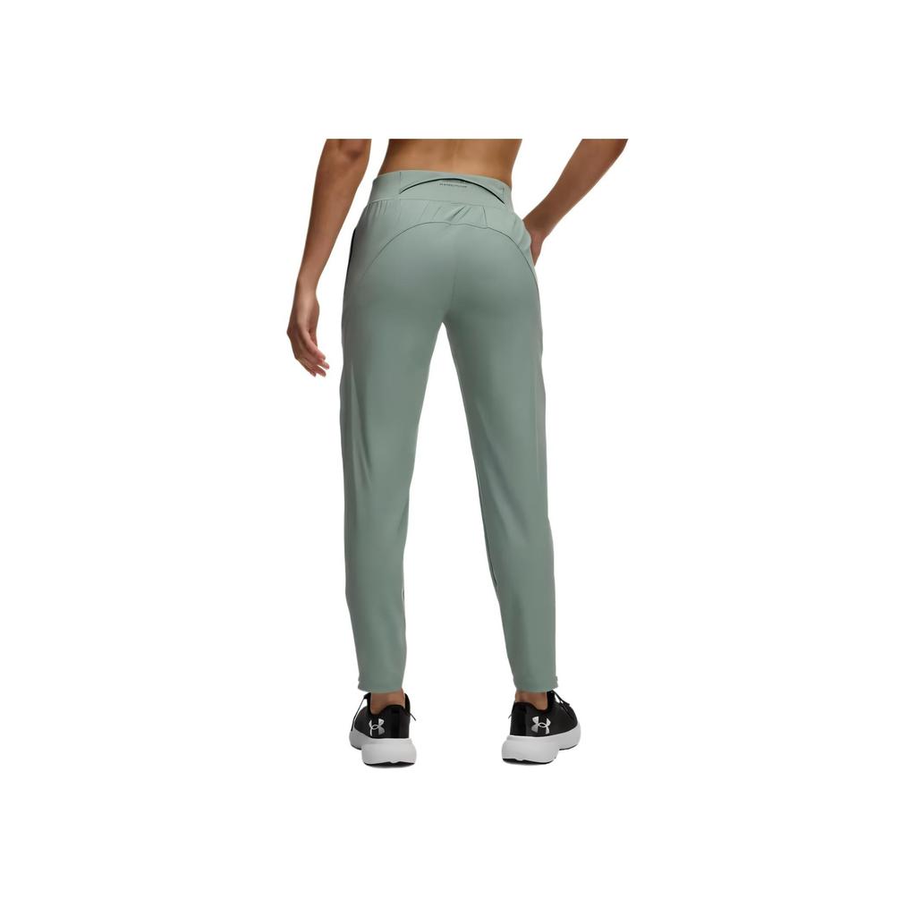 Under Armour OutRunStorm Comfortable Fashionable Simple Versatile Solid Color Sports Long Pants Women bottoms Silicone-Green 1377042-348