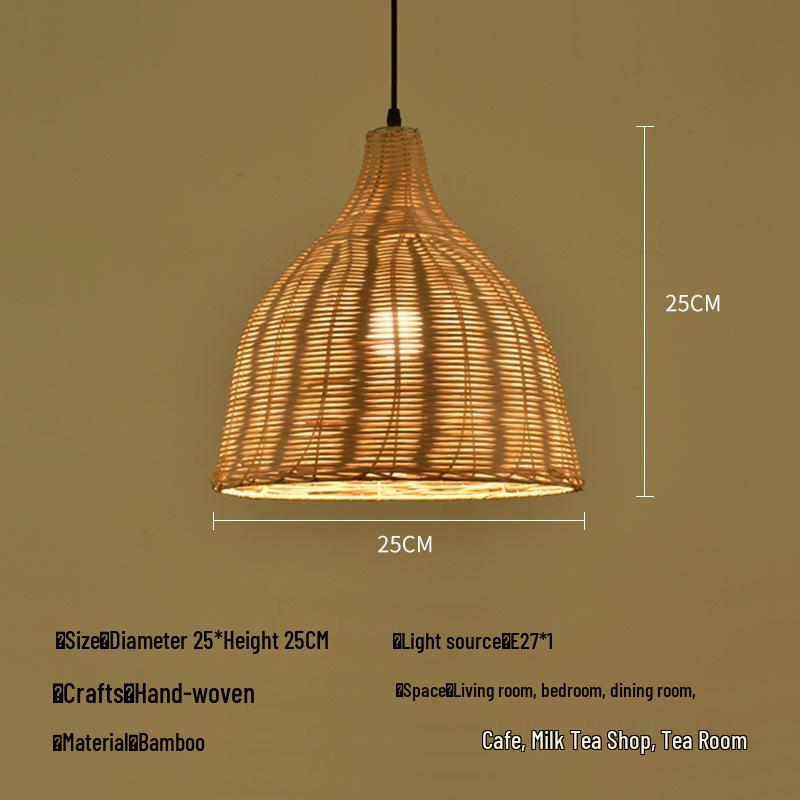 Zen Bamboo Pendant Lamp: Rattan Woven Japanese Tea Room Light