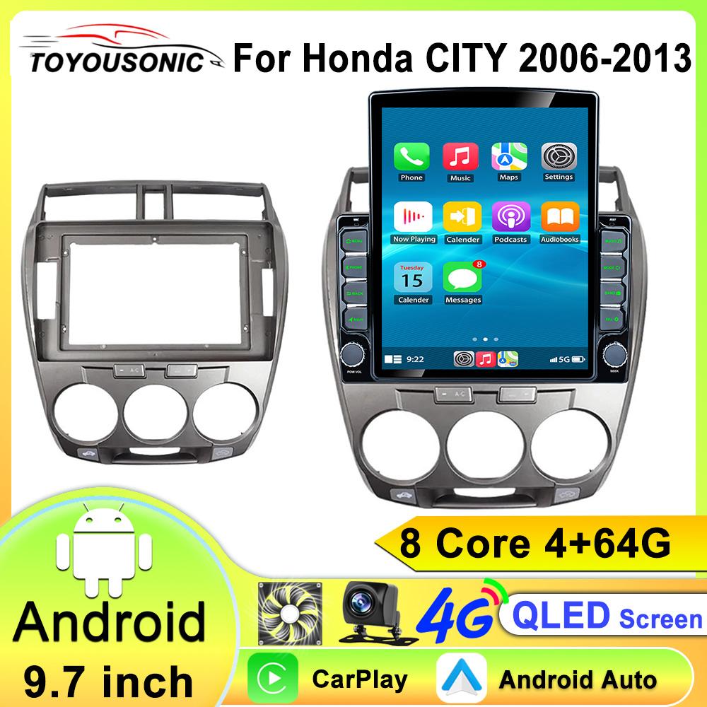 Android 13 Auto Car Radio Multimedia Video Player For Honda City 2006 - 2013 Navigation GPS Carplay WIFI+4G 360 Camera Head Unit