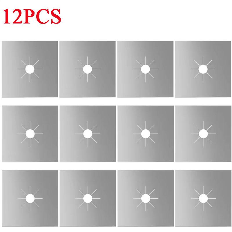 1/4/10/12pcs Stove Burner Covers Reusable Non-Stick Cooking Protectors Heat-Resistant Washable Pads Kitchen Cookware Accessories