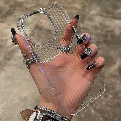 Corrugated Transparent Phone Case For iPhone 11 12 13 14 15 16 Pro Max Plus Shockproof Silicone Clear Bumper Cover