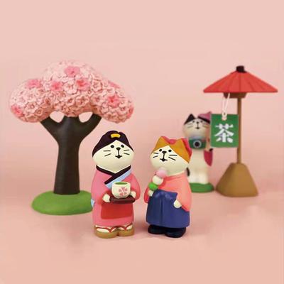 Resin Figurine Adorable Appearance DIY Japanese Style Micro Landscape Realistic Cat Statue Home Decoration