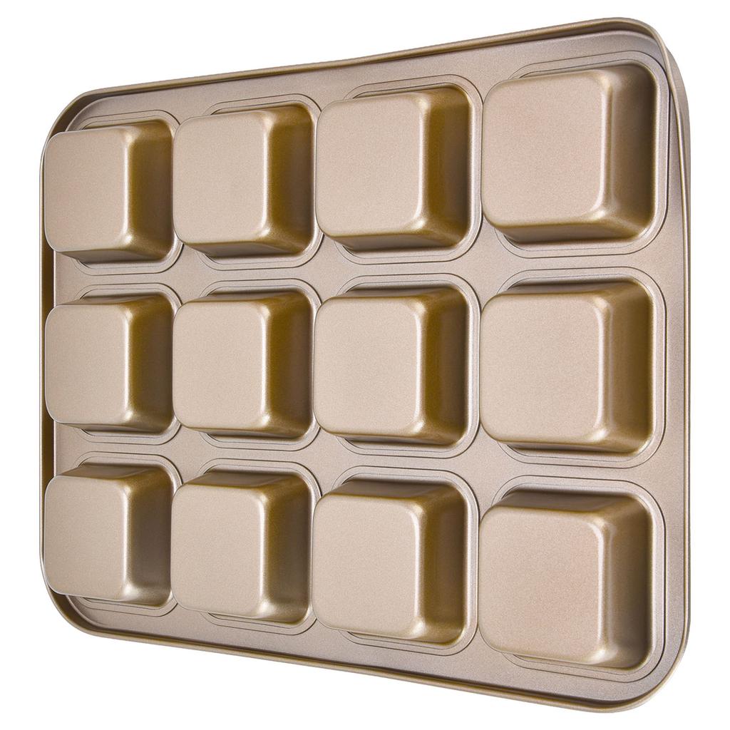 Loaf Baking Pans 12 Cavity Brownie Baking Pan Carbon Steel Muffin Bakeware Cupcake Bread Divider Mold