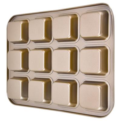Loaf Baking Pans 12 Cavity Brownie Baking Pan Carbon Steel Muffin Bakeware Cupcake Bread Divider Mold