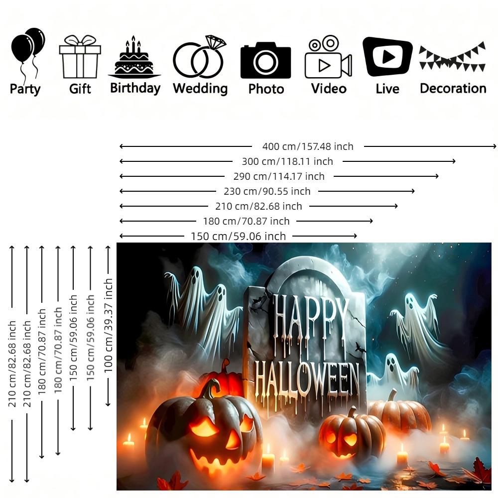 1pc spooky tombstone backdrop banner suitable for Halloween decoration spooky party porch yard decoration