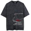 Retro Sleeve Cotton American Old Naruto Five-point Anime Short Sleeve T-wash Black T