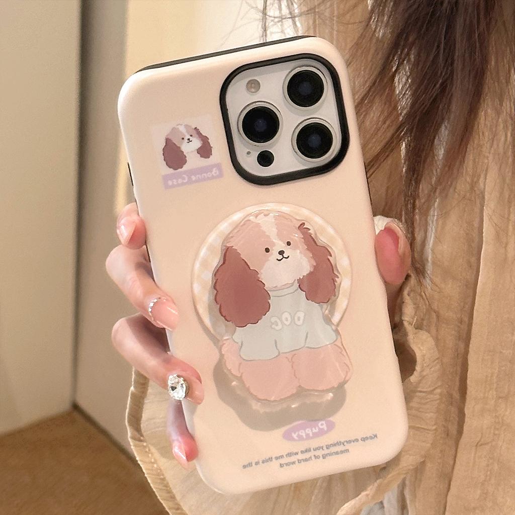 Cute Big Ear Dog Magnetic Bracket Apple 16 Mobile Phone Case IPhone 13 Suitable for 11 Philin 15 Promax Hard 14