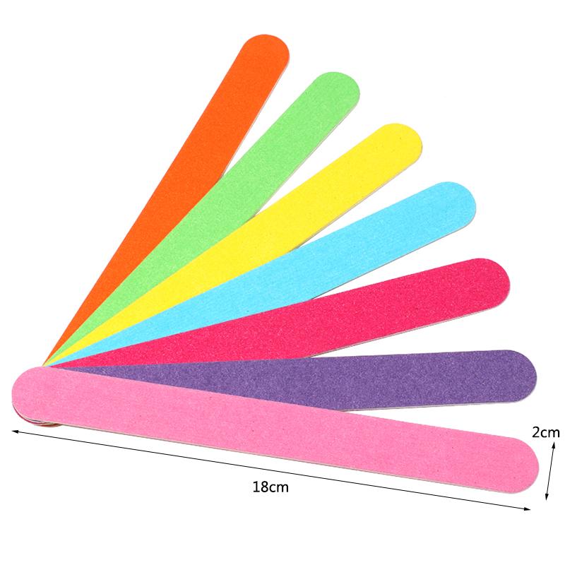 20Pcs/Lot Wooden Nail File 180/240 Colorful Sandpaper Buffer Block Pedicure Manicure Polishing Tools Professional Nail Files