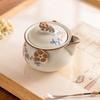 90ml Chinese Ru Kiln Ceramic Hand Grab Pot Handmade Flowers Pattern Teapot Beauty Tea Infuser Kettle Tea Pot Portable Tea Set