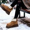 Women's Fashion Lightweight Height-enhancing Soft Sole Winter Warm One-step Fur One Snow Boots Velvet Lined Non-slip Casual Sports Cotton Boots