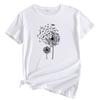 Summer Round Neck Dandelion Dragonfly Pattern Printed Top Fashionable Casual Short Sleeved Women's Pure Cotton T-shirts