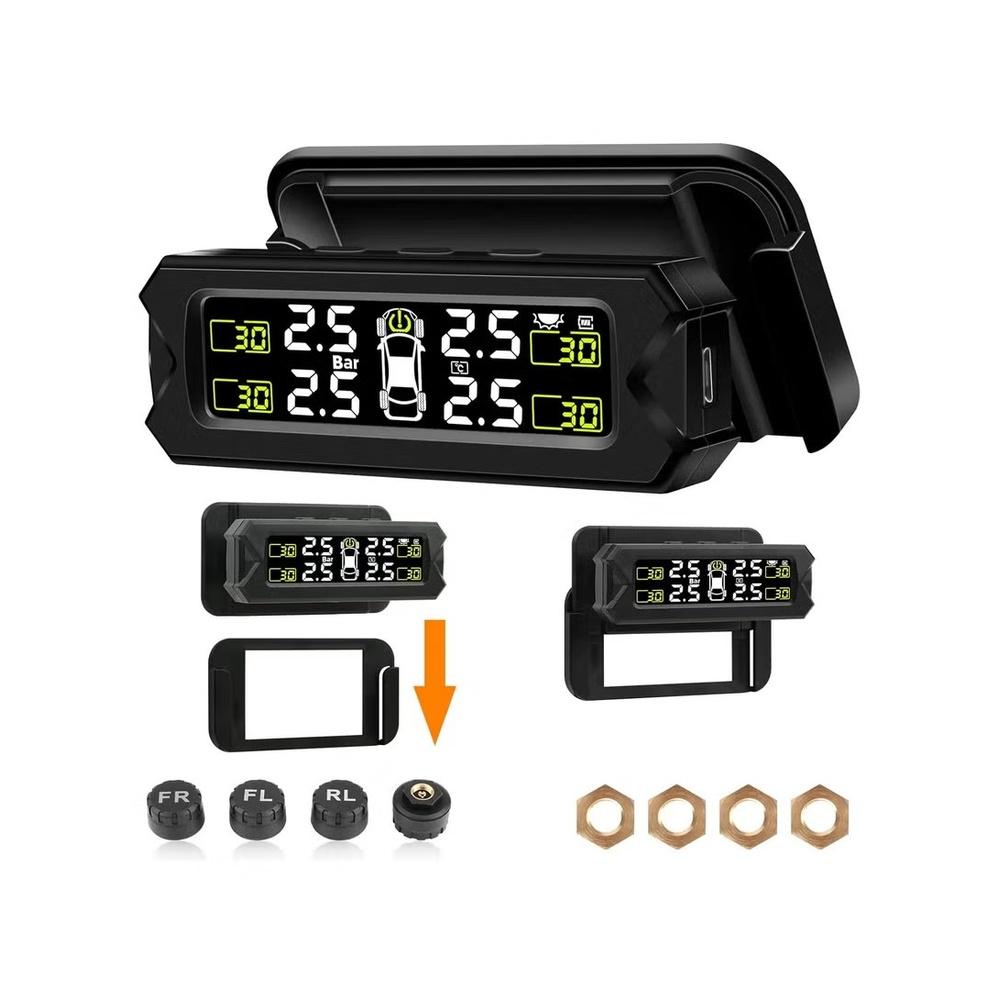

TPMS Tire Pressure Monitoring System Adjustable And Removable Solar Tire Pressure Monitor With 6 Alarm Modes And Real-Time Auto Detection For Car 22-