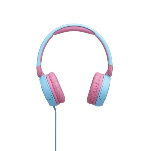 JBL JR310 Kids' Headphones with Volume Control, Customizable Stickers, and Remote Control/Mic, Light Blue/Pink, 2021 Model JBLJR310BLU