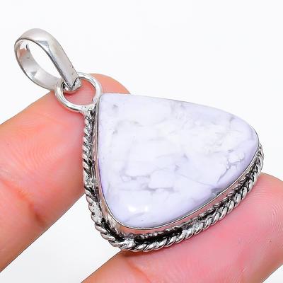 Natürlicher Howlith Jaspis Edelstein 925 Sterlingsilber Geschenk Anhänger 1.50" f2R69