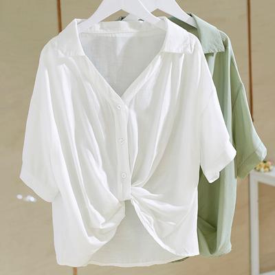 Chemisier et chemise blancs amples à col en v, manches courtes, vêtements de travail fins et formels, bas, grande taille 3xl, été