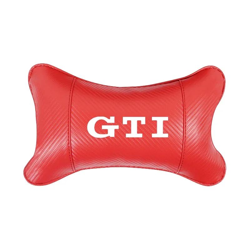 Car Seat Headrest Auto Carbon Fibre Neck Pillow For Volkswagen GTI Golf 6 7 8 Polo VW R-Line CC Passat Tiguan T-ROC Arteon  Taos