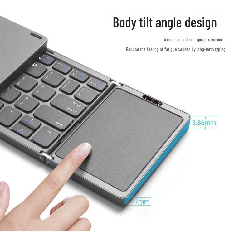Tri-Fold Bluetooth Keyboard with Touchscreen for iPad & Laptop Business Use - Portable & Rechargeable.