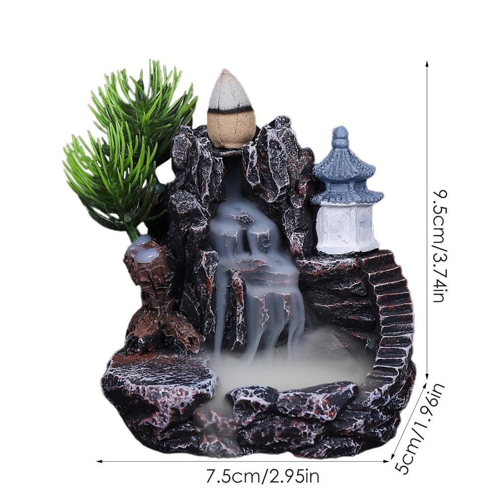 Incense Burner Resin Backflow Incense Burner Waterfall Incense Burner Innovative Tower Incense Sandalwood Aromatherapy Furnace