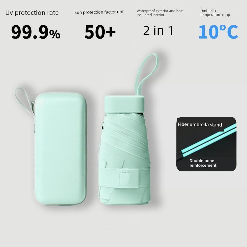 Ultra-Compact 40% off Sunshade and Rainproof Umbrella, Dual-Use Umbrella with Black Coating, Pocket-Sized Sun Umbrella, Mini Capsule Sun Protection