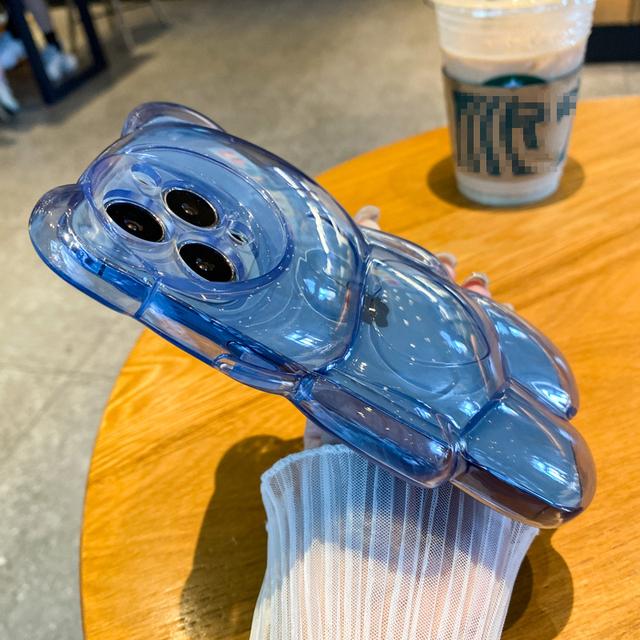 Cartoon 3D Bär Form Klar Telefon Fall Für iPhone 14 13 12 11Pro Max XS Max XR X Candy Farbe silikon Stoßfest Weiche Rückseitige Abdeckung