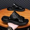 Slippers men's 2025 summer new open-toed leather slippers men's casual fashion wading beach cool slippers tide