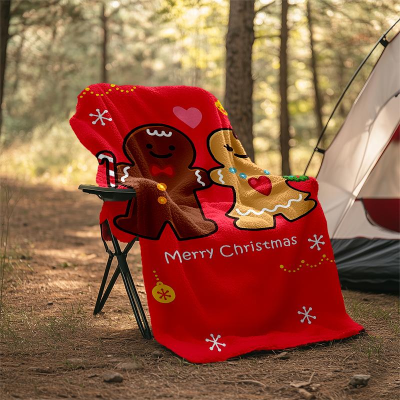 Christmas gingerbread man Theme Printed Blanket - Perfect for Couch, Bed, Travel & Outdoor Use | Machine Washable, Cozy & Durable.