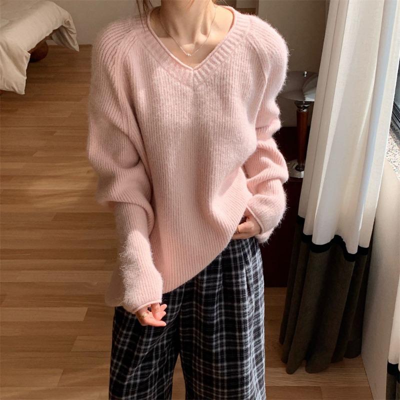 Soft Waxy Temperament Pullover Sweater Women Wear Autumn and Winter New Lazy Style Gentle Collar Long-sleeved Knitted Sweater Top Women
