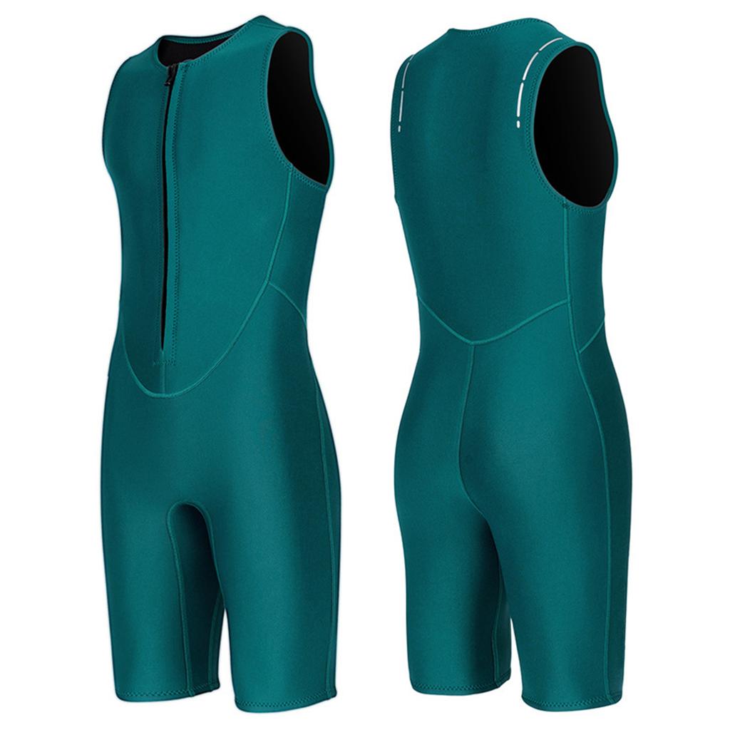 Costum de neopren scurt fără mâneci 2MM cu fermoar frontal pentru scufundări pentru bărbați Înot Snorkeling Surfing Sporturi nautice Albastru închis XL