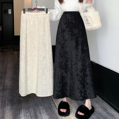 New High-waisted A-line Shiny Skirt for Women In Autumn and Winter