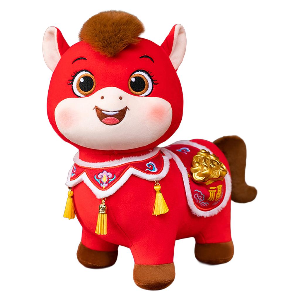 20cm Soft Stuffed Horse Plush Toy Cute Red New Year Decor Doll Gift For Friend Family