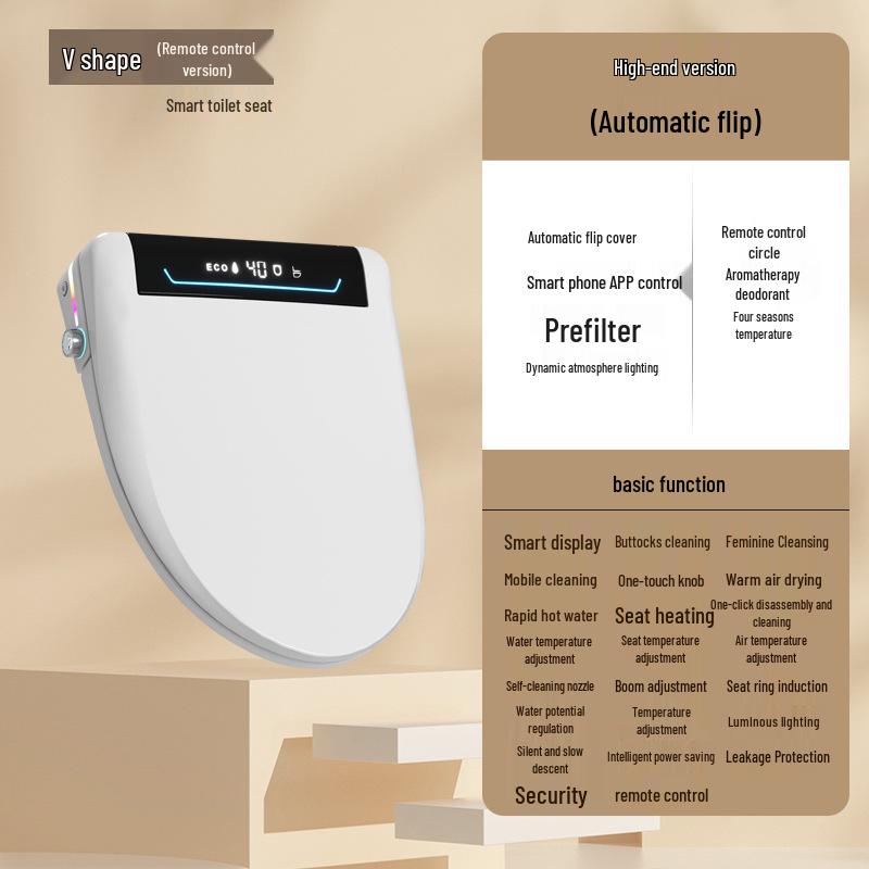 Smart Heated Toilet Seat Cover with Automatic Flip-Up and Foam Shield