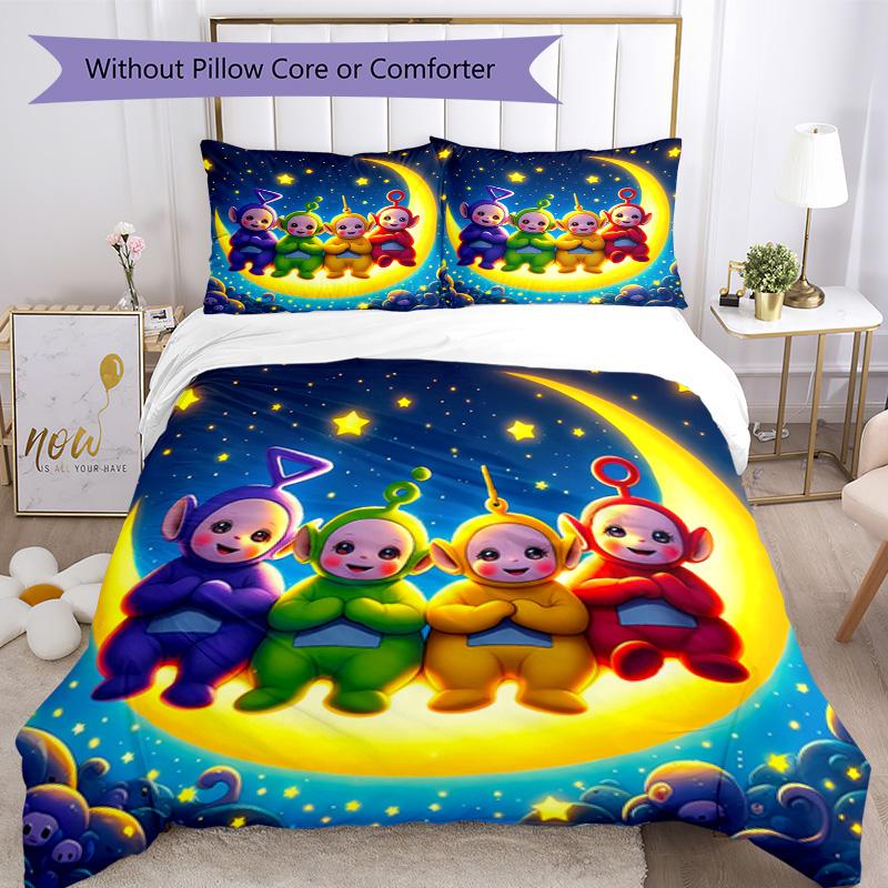 Teletubbies Moonlit Adventure 3‑Piece Bedding Set,Soft Duvet Cover with 34 Pillowcases,Multi‑Scene Home Dorm Use,Ideal Gift for Birthday & Holiday