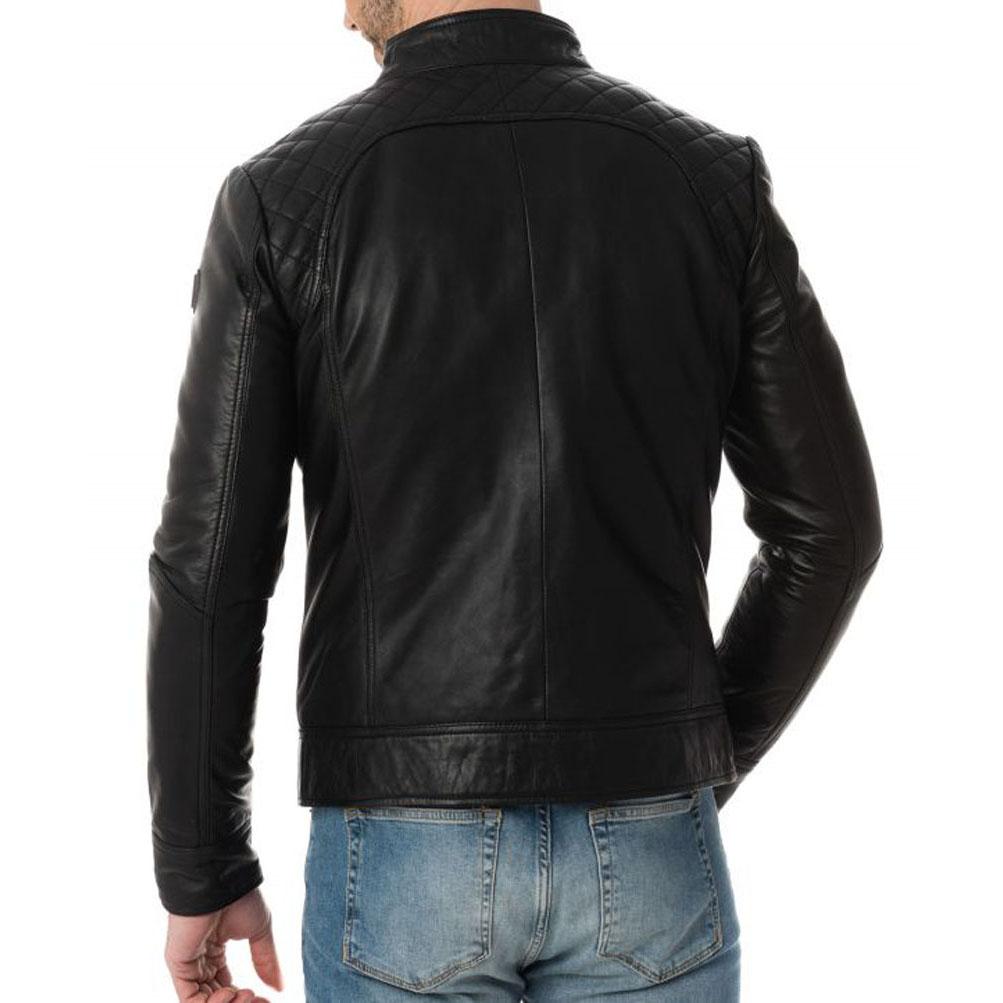 SKINOUTFIT Men's Genuine Lambskin Black Leather Jacket Stylish Motorcycle Bomber Biker Outerwear MJ 226