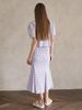 Avang Check Pleats Banding Skirt - Lavender