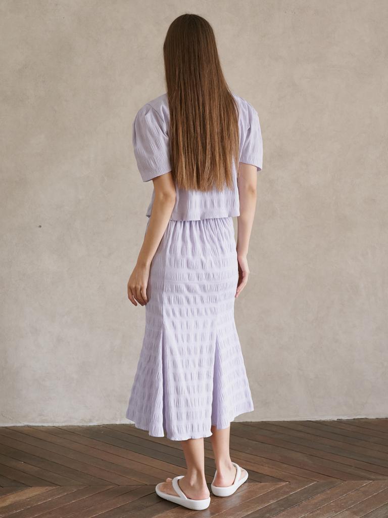 Avang Check Pleats Banding Skirt - Lavender