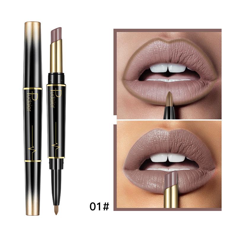 Dobbelhodet leppestift lipliner matt lipgloss 16 farger leppestift