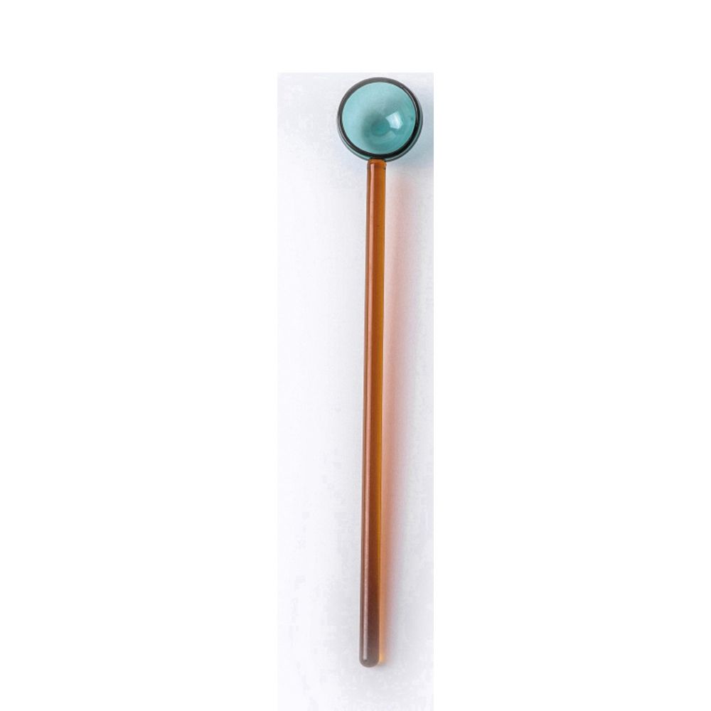 Glass Milk Spoon Colored Transparent Coffee Dessert Stirring Spoon Long Handle Round Kitchen Tableware Stirrer Rod