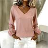 Europe, America, new women's clothing casual loose fashion solid color long-sleeved V-neck pullover