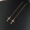 Silver Needle Rhinestone Inlaid Cross Stud Earrings - Exaggerated European and American Style for Women