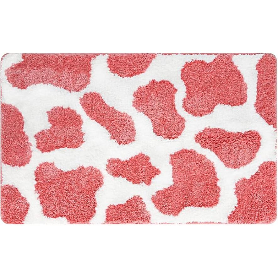 Leopard Print Bathrooom Rugs, 20"x32" Cute Animal Pattern Bath Mat, Soft Absorbent Thick Microfiber, Non-Slip Machine Washable, Funny Fluffy Bathmat